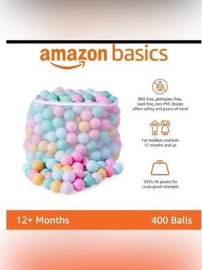 Amazon Basics Pastel Play Balls - Pink, Blue, Green, Yellow, Purple